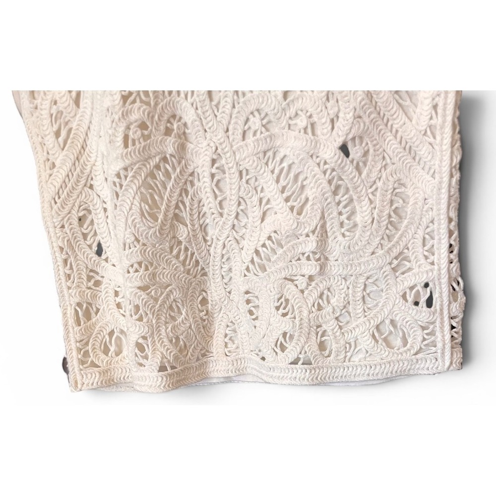 White House Black Market Cream Crochet Sleeveless Knit Top - Picture 4 of 6